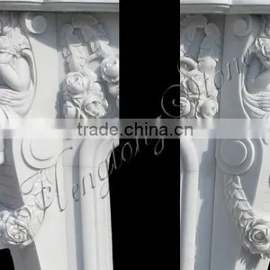 White Marble Fireplace Surround With Angel Statue thumbnail-3