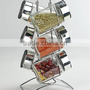 6pcs Oval Spice Jar Set With Metal Rack thumbnail-1