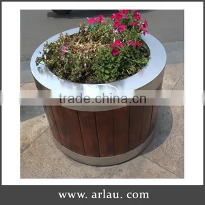 Arlau Outdoor Park Round Wooden Planter thumbnail-1
