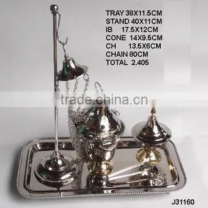 Nickel Plated Brass Incense Holder for Incense Sticks thumbnail-1