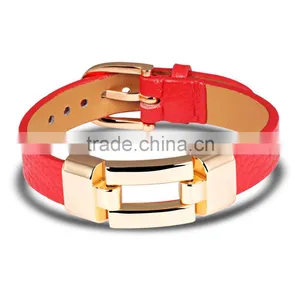 Leather Charm Bracelets For Women Man Personality Black/Red Color Stainless Steel Women Men Jewelry Bracelet Gift thumbnail-3