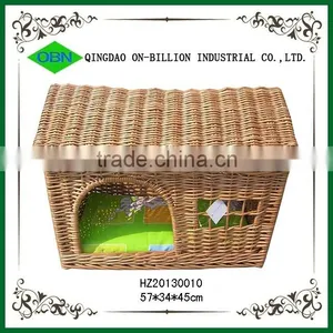 Durable Outdoor Handmade Natural Wicker Dog House thumbnail-2
