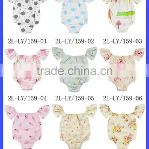 Infant Baby Floral Cotton Boho Short Sleeve Romper Open Snap Crotch Bodysuit thumbnail-5