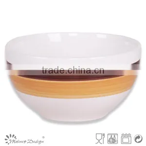 Stripe Hand Painted Ceramic Food Bowl thumbnail-3