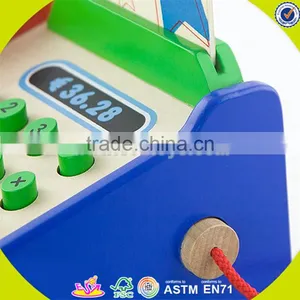 Wholesale Role Play Wooden Cash Register Toy Funny Kids Wooden Cash Register Popular Children Wooden Cash Register W10A007 thumbnail-5