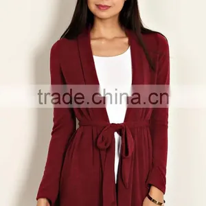 New Style Fashion Design Short Cardigan Winter Wear Loose Large Size Ladies Heather Knit Open Cardigan With Waist Tie thumbnail-5