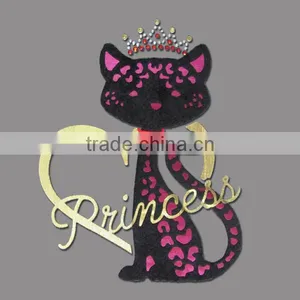 Princess Cat Transfer Design With Strass Hotfix in 3d Flocking thumbnail-1