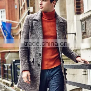Slim Fit Pure Color Wool Men Coat Winter Coat thumbnail-1