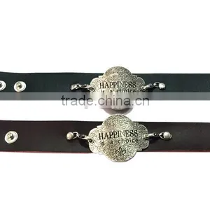 Fashion Words Leather Cord Bracelets,custom Letters Engraved Bracelet,leather Charm Bracelets thumbnail-2