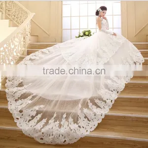 2016 New Wedding Fashion Towel Diamond Korean Style Long Drag Tail Wedding Dress Brides Slim Winter Wedding Dress thumbnail-3
