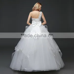 MGOO Custom Made One Shoulder White Beaded Magic Dress Company Ballgown Bridal Party Dress New Style thumbnail-6