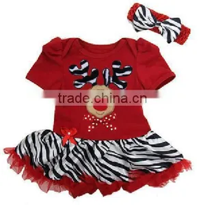New Fashion Baby Girls Nova Dress Kids Deer Rompers With Zebra Dress +hairband Child Clothes thumbnail-1