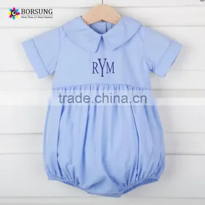 Custom 2017 Boys Grapheme Baby Summer Jumpsuit Wear Short Sleeve Made Infant Cotton Smocked Baby Romper thumbnail-1