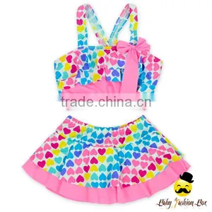 Young Girl Colorful Separable Rainbow Ruffle Tight Cake Dress Swimwear Mini Skirt thumbnail-2