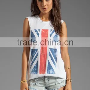 Ladies White Polyester Tank Top thumbnail-1