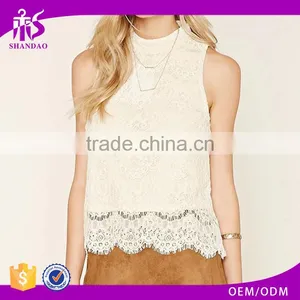 2016 Guangzhou Shandao Oem Service Summer New Design o Neck Sleeveless Fashion Women Lace Tops thumbnail-1