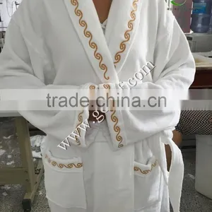 Patrician Plush Terry Velour Bathrobe Decorated With Embroidery thumbnail-1