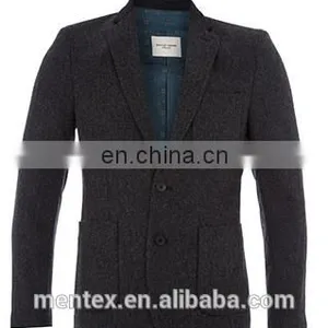 Men's Charcoal Contrast Color Herringbone Casual Blazer 2016 thumbnail-1