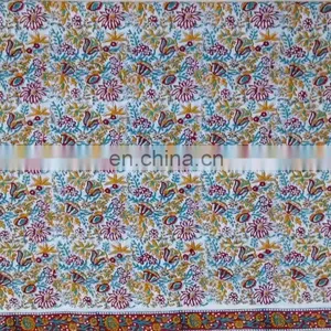 Floral Print Hand Block Printed Cotton Fabric Sanganeri Jaipuri Fabric thumbnail-1