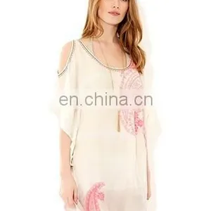 2015 Wholesale Factory Price PAISLEY COLD SHOULDER KAFTAN Kaftan For Women Summer Wear thumbnail-1