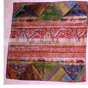 Silk Cushion Cover,Sari Patchwork Cushion Cover thumbnail-6