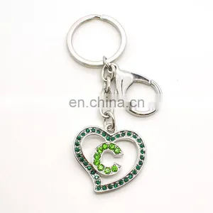 Wholesale Promotion Custom Metal Pendant 3D Gold Heart Keyring With Rhinestone thumbnail-6