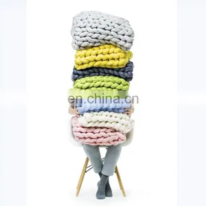 PLFR Super Warm and Cozy Chunky Heavy Wool Knitted Throws Blankets for Winter thumbnail-1
