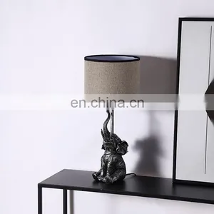 Wholesale Modern Customized Modern Hotel Desk Light Luxury Sliver Elephant Shape Resin Bedroom Bedside Table Lamp thumbnail-1