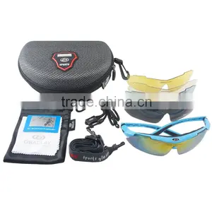 Blue Frame Outdoor Hunting Golf Fishing Hiking Sport Riding Skiing Uv400 Polarized Sunglasses Glasses 5 Lenses Case thumbnail-1
