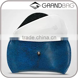 Customized Genuine Leather Computer Mouse Case Mouse Holder Mouse Organizer Bag for Macbook Air/pro thumbnail-1