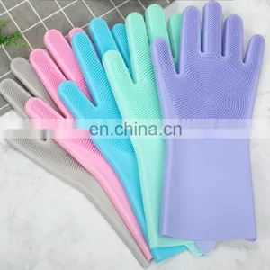 High Quality Silicone Scrubber Washing Dishes Brushing Grooming Washing Household Cleaning Gloves thumbnail-4