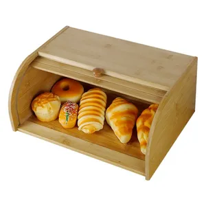 Bread Storage With Clear Windows Kitchen Bamboo Bread Box Wood Bamboo Food Bread Box thumbnail-3