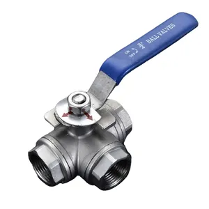 Stainless Steel 304 316 Three-way BSP NPT Female Threaded Ball Valve T Type/ L Type thumbnail-1