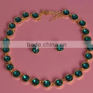 Dignified Crystal Chain Silver Fashion Jewelry Necklace Set thumbnail-5