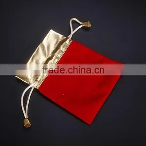 Small Gold Combined Drawstring Velvet Pouch thumbnail-1