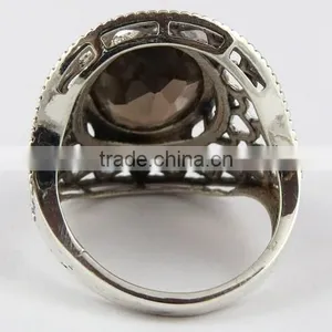 Genuine Smoky Quartz Ring, Gemstone Silver Jewelry, Online Silver Jewelry thumbnail-2