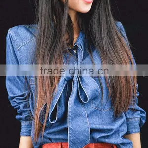 Newest Jean Shirt Floral Jean Tops Jean Summer Shirts thumbnail-1