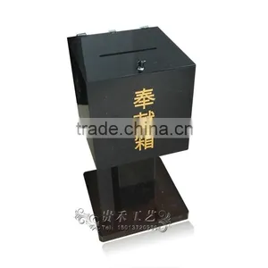 GH-RJ005 Black Acrylic Donation Boxes With Lock,modern Black Donation Box thumbnail-1