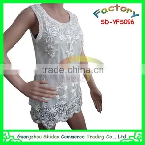 Blouse White Organza Woven Fabric Fashion Design Bead Decoration Embroidery Women Blouse thumbnail-2