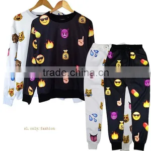 2014 Men Women EMOJI Print Funny Autumn Sweatshirt Tops 3D Jogger Pants Set thumbnail-1