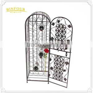 High Quality Solid Metal Display Rack Wrought Iron Wine Cabinet thumbnail-6