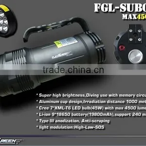 4500lumen Rechargeable 7 Xml T6 Led Diving Flashlight thumbnail-2