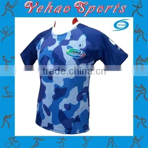 Custom Sublimated Blue Camo Rugby Jersey thumbnail-1