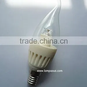 Wholesale 3w E12 E14 White Ceramic Heat Sink Candle Bulb thumbnail-1