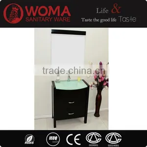 Black Bathroom Cabinet Green Glass Wash Basin Bathroom Furniture No.1004C thumbnail-1