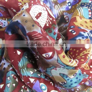 Digital Printed 100% Pure Silk Mask Pattern Long Silk Scarves thumbnail-2