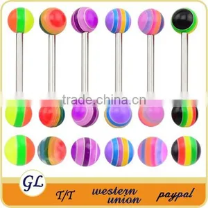 TR01031 Resin Tongue Ring , Tongue Barbell Piercing , Plastic Tongue Barbell thumbnail-1