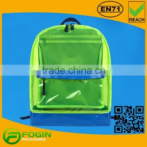 Green Pvc Custom Backpack for Travel thumbnail-1