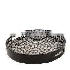 Best Selling Black Lacquer Wood Serving Tray Table With Mother of Pearl thumbnail-1
