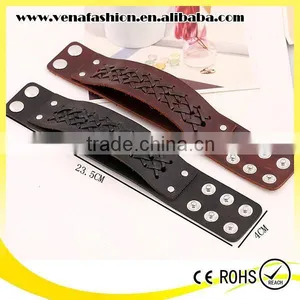 Wide Boys Wrap Leather Bracelet, Wide Leather Cuff Bracelets thumbnail-2